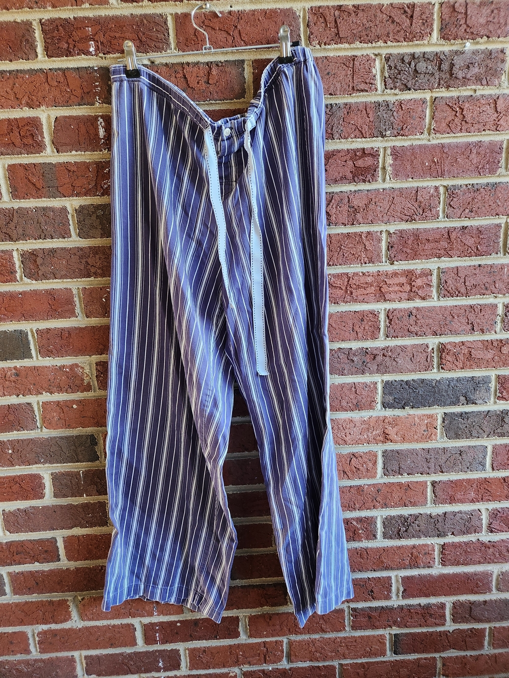 Ralph Lauren Blue and White Striped Drawstring Lounge Pants Medium